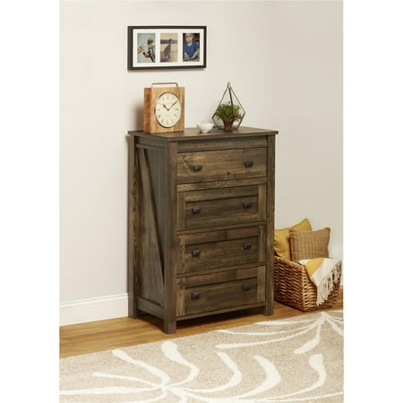Ameriwood Home Farmington 4 Drawer Dresser Rustic Walmart Com