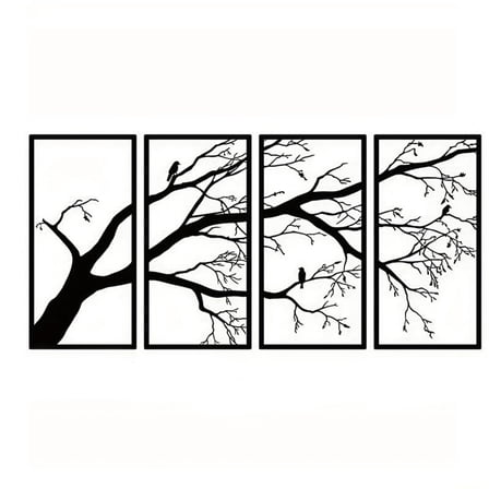 17 x 8.3 Craft 4PCS/Set Stunning Tree of Life Metal Wall Hanging Art - Black Branch Wall Decor for Indoor/Outdoor Decor Wall Stickers & Murals
