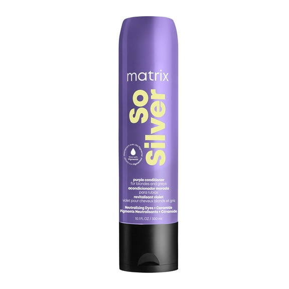 Matrix So Silver Purple Conditioner | Removes Brassy Yellow Undertones | Color Depositing & Toning | Pigmented Conditioner For Blondes and Greys | For Color Treated Hair | Salon Conditioner | Vegan