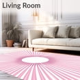 thumbnail image 2 of ODIKA 6'x9' Machine Washable Non-Slip Area Rug, Starburst Radial with Sunburst Motif Design High Traffic Rug with Pad, Pink, 568874, 2 of 8