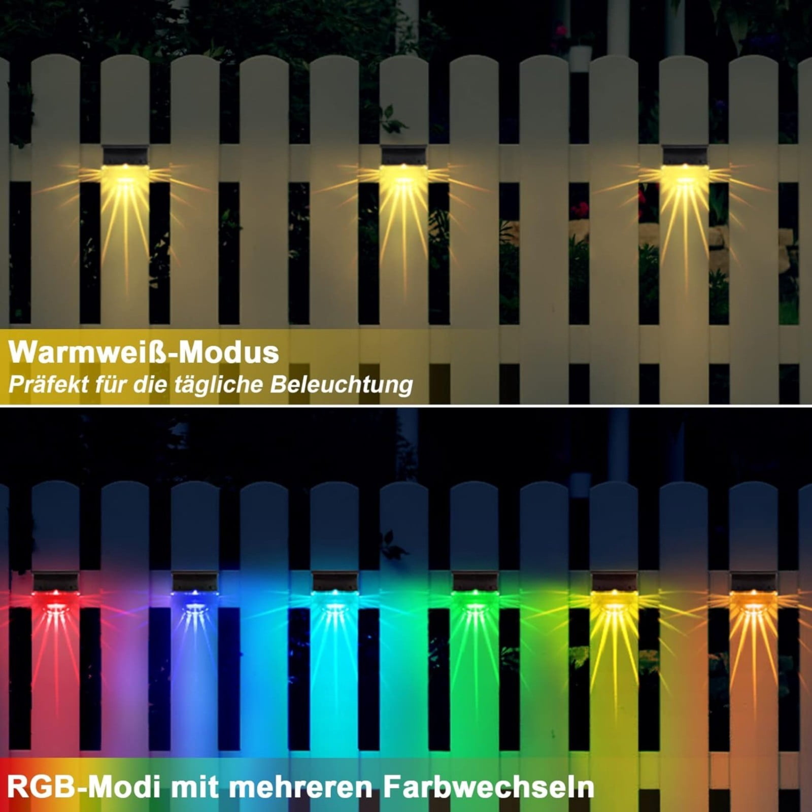6 Solar Lights For Outdoor Garden LED Garden Lights For Patio Decoration Terrace Passageway Steps And Stairs 2 Mode LED Warm White/color Changing Lighting