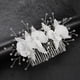 thumbnail image 2 of Nvzi Horquillas para el pelo de boda con flores para novias, peinetas con perlas de cristal, pinzas para el pelo, accesorios para el pelo de boda dorados, joyas, color blanco, 2 of 4