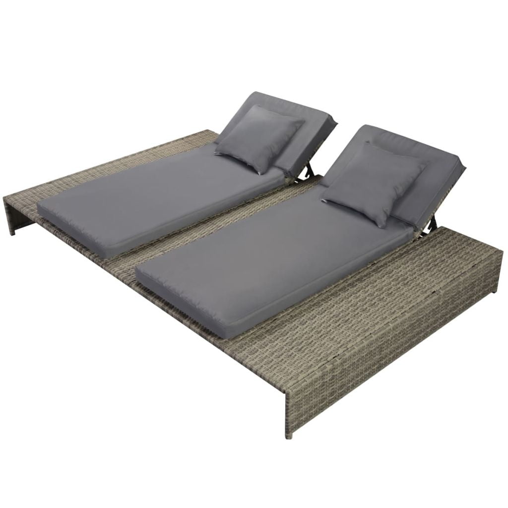 Double Sun Lounger with Cushion, Sun Lounger for Sunbathing