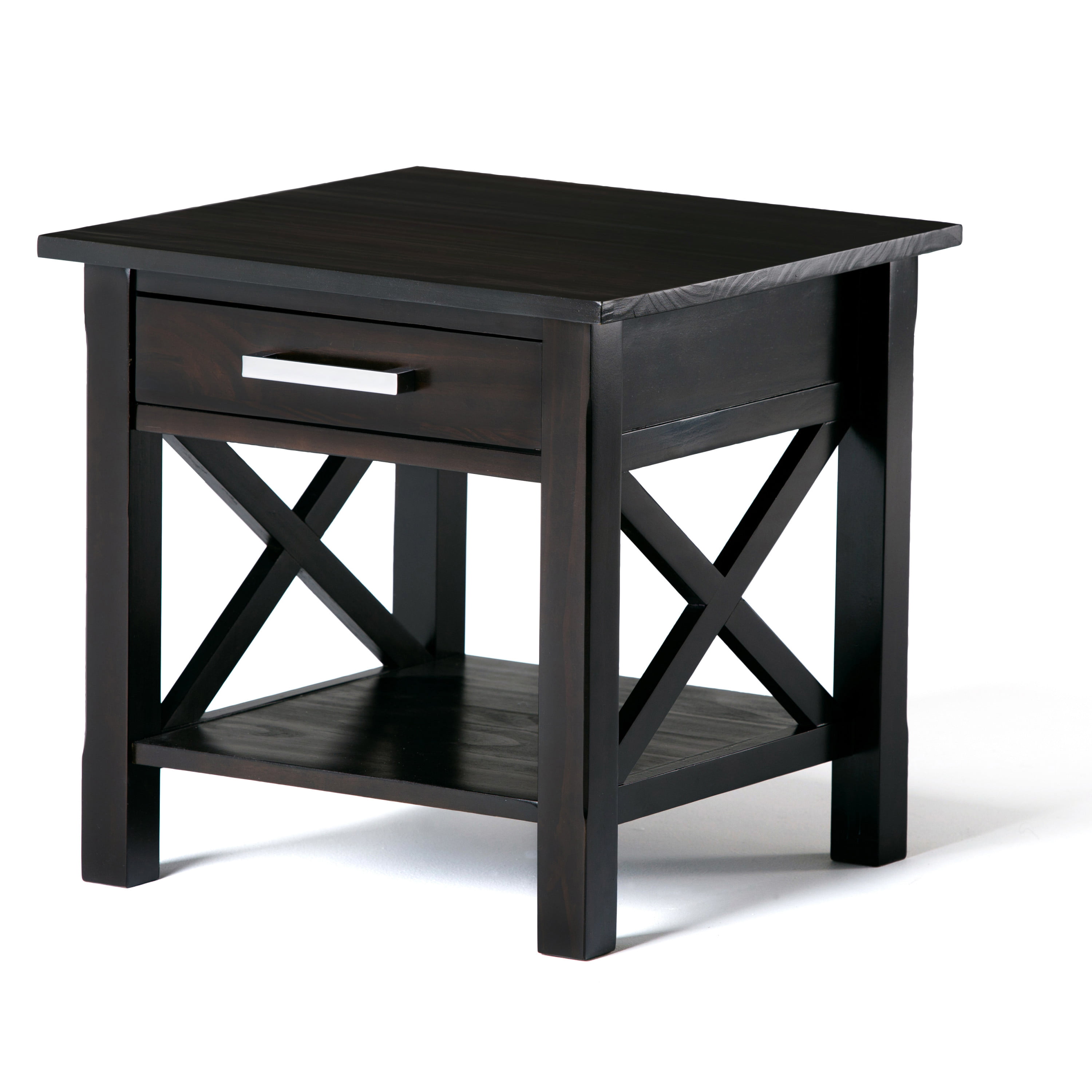 Bernards Melbourne 24"W Contemporary X-Design Solid Wood End Table in Gray 