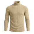 thumbnail image 5 of Men's Stretch Muscle Tshirts Turtleneck Long Sleeve Knit Tees Casual Slim Fit Basic Shirt Tops Business Casual Workwear, 5 of 9