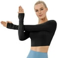 thumbnail image 1 of Chaqueta deportiva para mujer, para correr, entrenamiento, fitness, yoga, manga larga, ajustada, con orificios para los pulgares, L, 217, 1 of 7