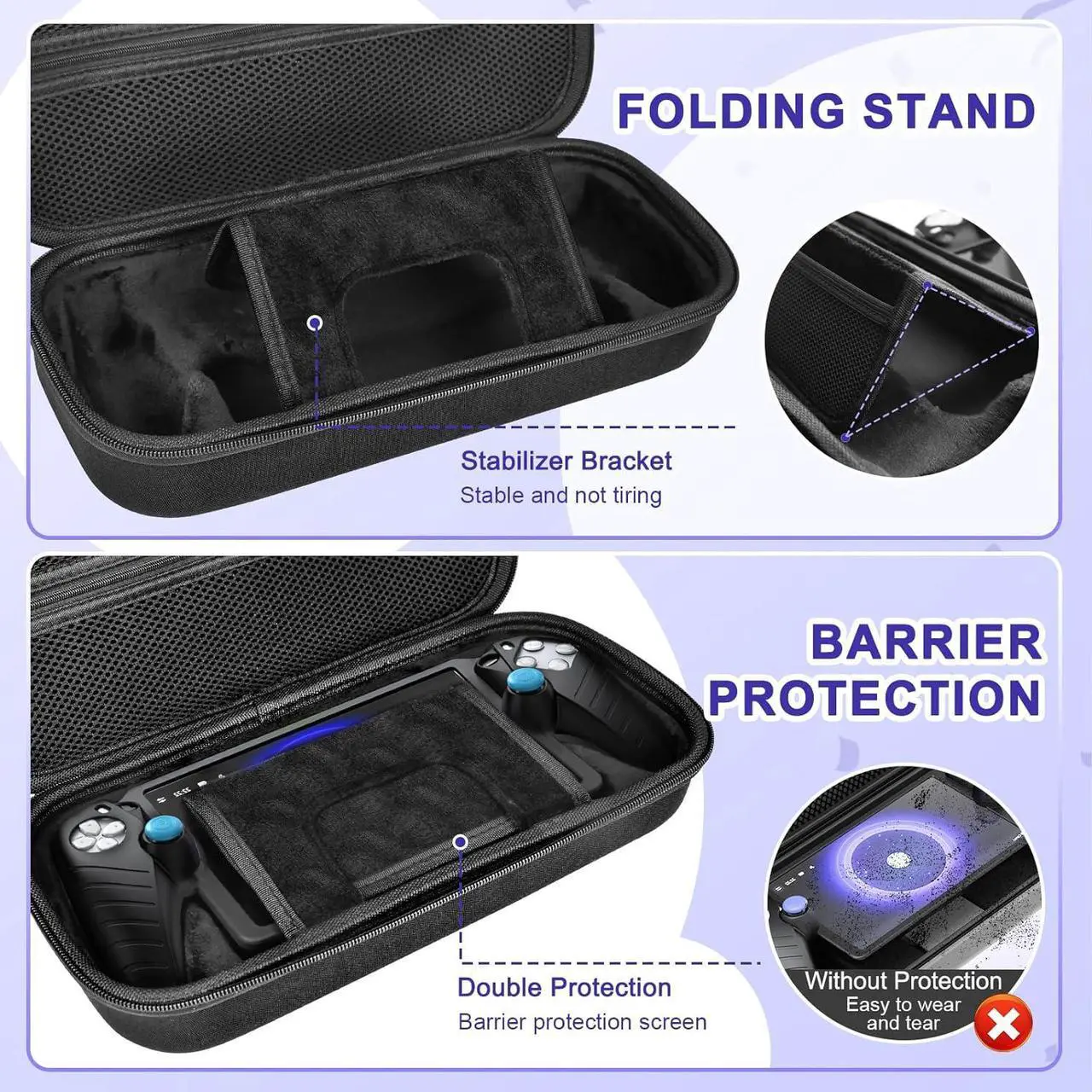 Accessories Kit for PlayStation Portal, Carrying Case Bundle and Magnetic Portable Charger for PS5 Portal with Protective Case, 2 Screen Protectors, 8 Thumb Grips
