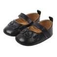 thumbnail image 2 of ZHOGXU Baby Kids Girls Shoes Non Slip Soft Sole Floral Design Solid Color Comfortable Elegant Princress Shoes For Casual Daily Wear,Black,0-6 Months, 2 of 6