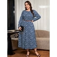 thumbnail image 2 of SHOWMALL Women's Plus Size Long Sleeve Maxi Dress with Pockets - Soft Casual Loose Floral Long Boho Dress, 2 of 7