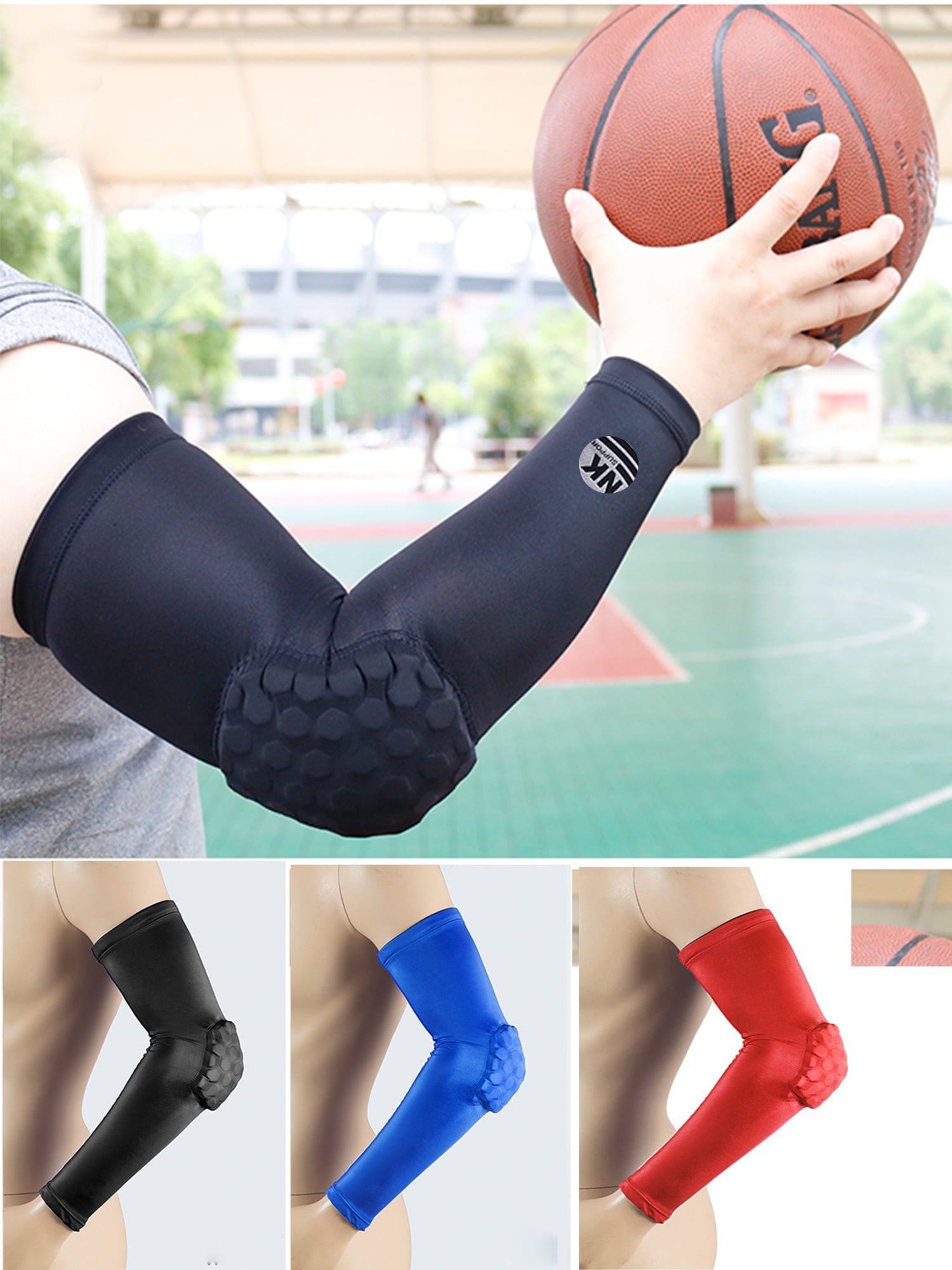 1pc Elbow Protection Sleeve Arm Compression Pad Hex Basketball Sports Good A467 
