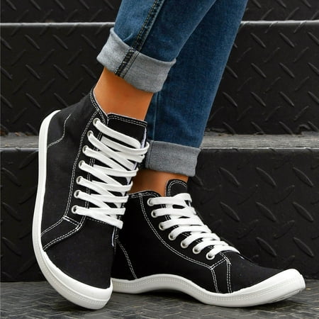 

HIBRO Women s Canvas Shoes Vulcanize Soft Ladies Autumn Loafers Flat Shoes Sneakers