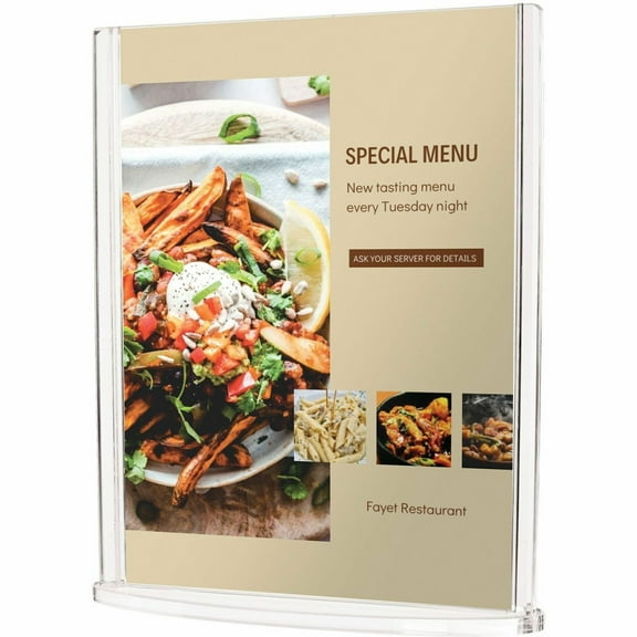 Deflect-O Sign Holder 9.3" x 11.5" Vertical Table Top Clear Plastic (4432)