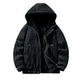 thumbnail image 2 of YueHuiYing Men's Worn Both Sides Warm Jacket Thick Solid Color Zipper Pocket Long Sleeved Hooded Casual Coat, 2 of 9