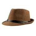 thumbnail image 2 of Unisex Wide Brim Straw Trilby Sun Hat Summer Breathable Casual Beach Style, 2 of 2
