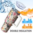 thumbnail image 5 of OBREWU Dogs with Flowers Tumbler with Handle and Lid,Dogs with Flowers 40oz Double Wall Vacuum Insulated Tumbler,Cups Gift for Women and Men, 5 of 7