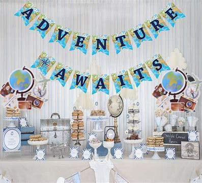 Let The Adventure Begin Centerpieces，Travel Around The World Decorations，Bon Voyage Travel Theme Party Table Toppers,Graduation Retirement Job Career Change Farewell Party Decorations Supplies