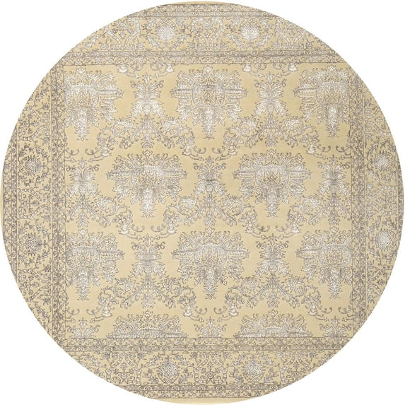 Ahgly Company Machine Washable Indoor Round Traditional Deep Peach Orange Area Rugs, 4' Round