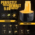 thumbnail image 3 of 9.6V 3.6Ah Ni-MH Replacement Battery for Dewalt 9.6V Power Tools DW9062 DW9061 DE9036 DE9061 DE9062 DW926 DW955K DW955 DW926K-2 DW926K DW902 DW050 2 Pack, 3 of 11