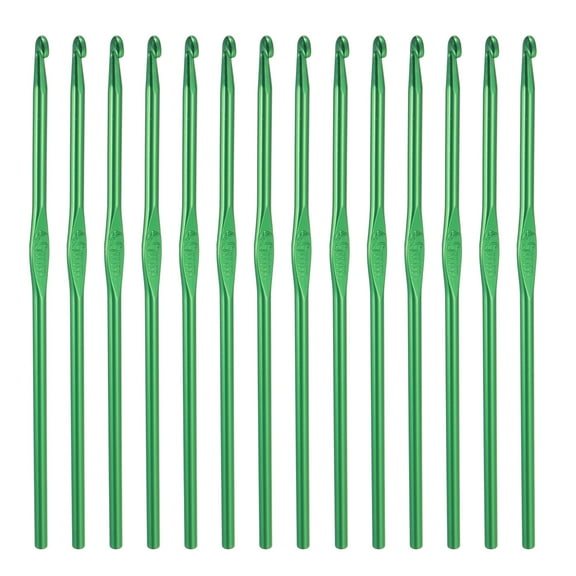 Uxcell Crochet Hook Set, 14Pcs 4mm Aluminum Ergonomic Crochet Needle Green