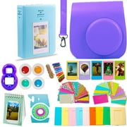 DNO Fujifilm Instax Mini 9 Accessories (11 Piece Kit) - Protective Case, Hanging Frames, Filters & Selfie Lens, Photo Album, Film Decor Stickers & More (Purple)