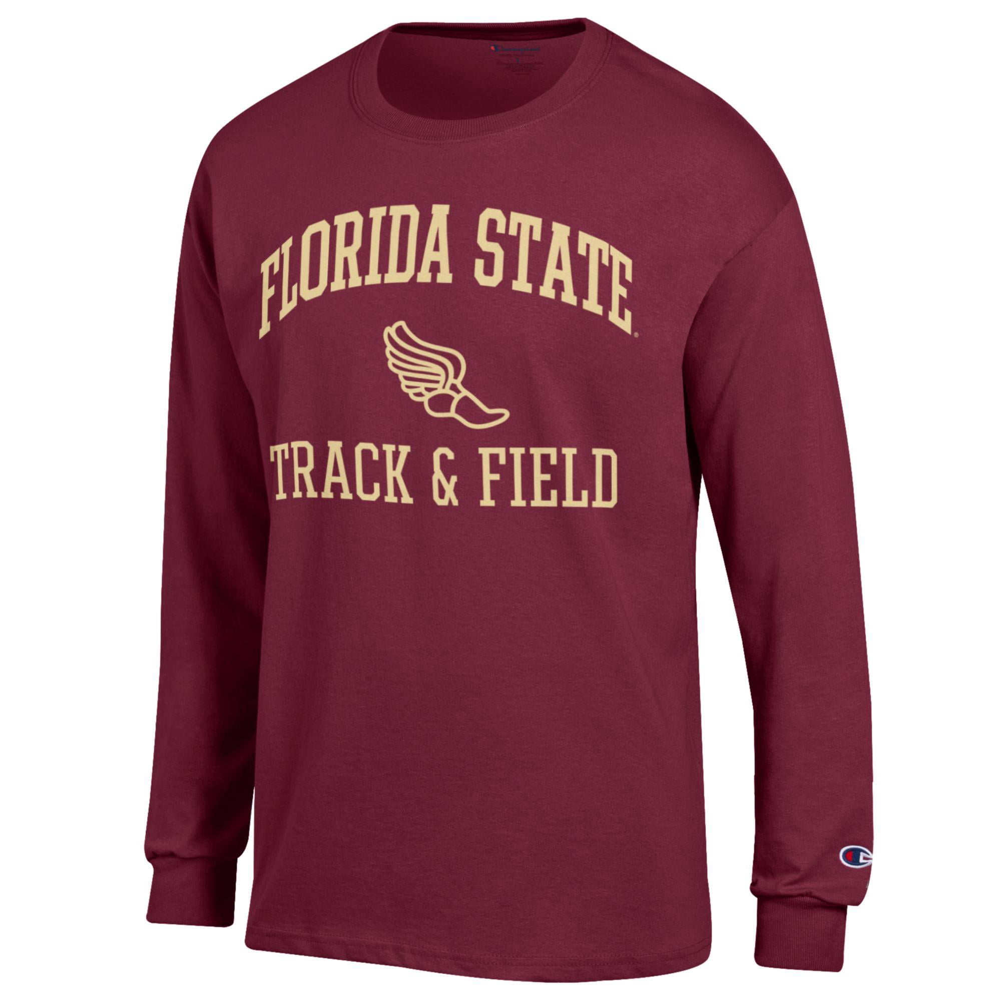Men's Champion  Garnet Florida State Seminoles Track & Field Icon Long Sleeve T-Shirt