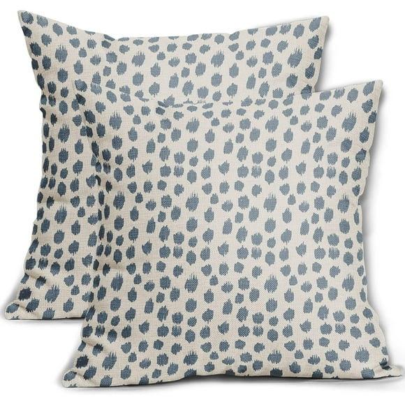 Boho Pillow Covers 16x16 Set of 2, Ethnic Design Decorative Throw Pillows Linen Burnt Orange Blue Carpet Pattern Farmhouse Cushion Pillow Covers for Sofa Couch Outdoor Decor