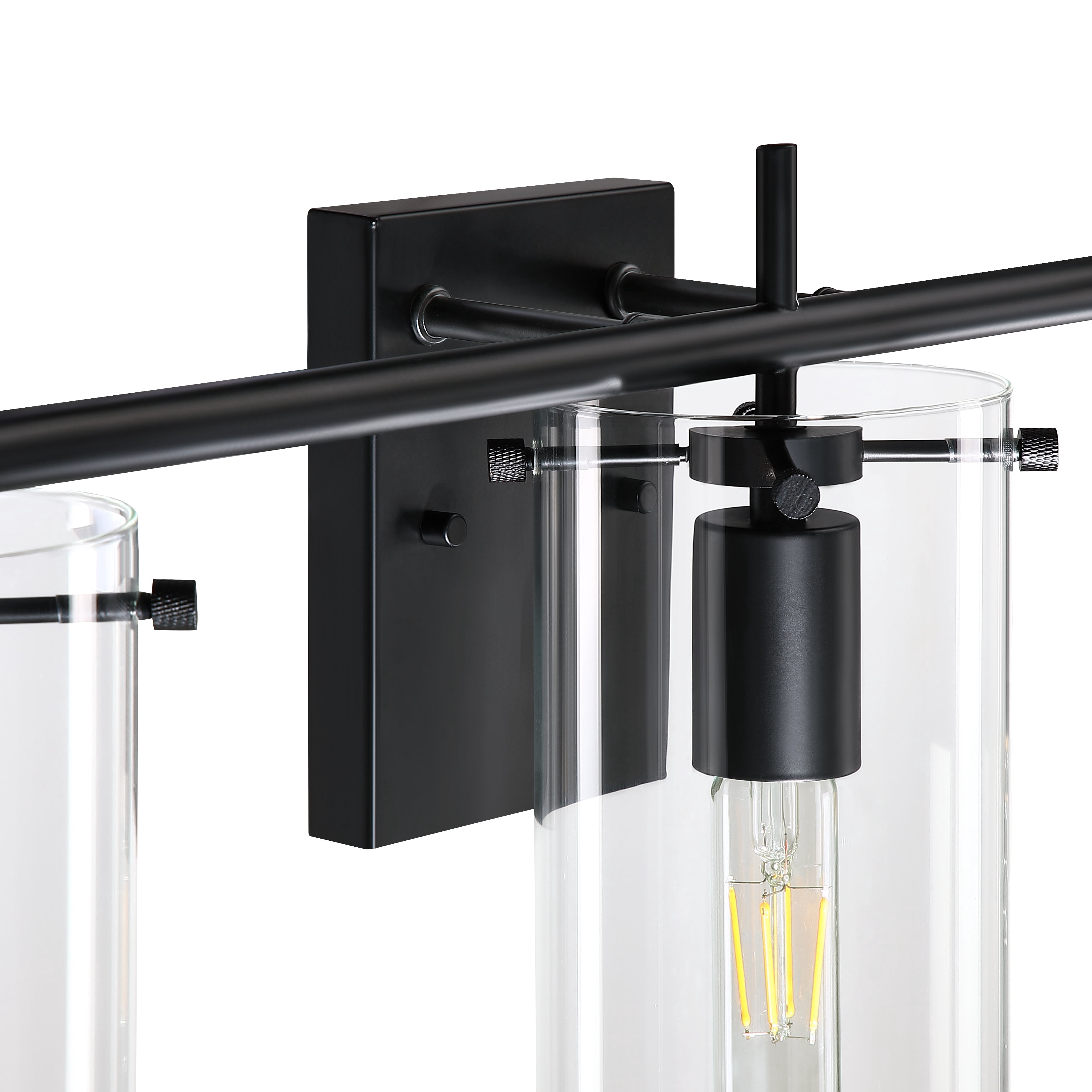 Nathan James Heidi 3-Lights Bathroom Vanity Light Fixture with Black Metal Frame and Clear Glass Shade