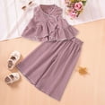 thumbnail image 2 of kpoplk 2PCS Baby Girl Sleeveless Strap Lace Crop Vest Tops + Flared Wide-Leg Pants Toddler Summer Outfits Set Clothes Size 5-6 Years,Red, 2 of 9
