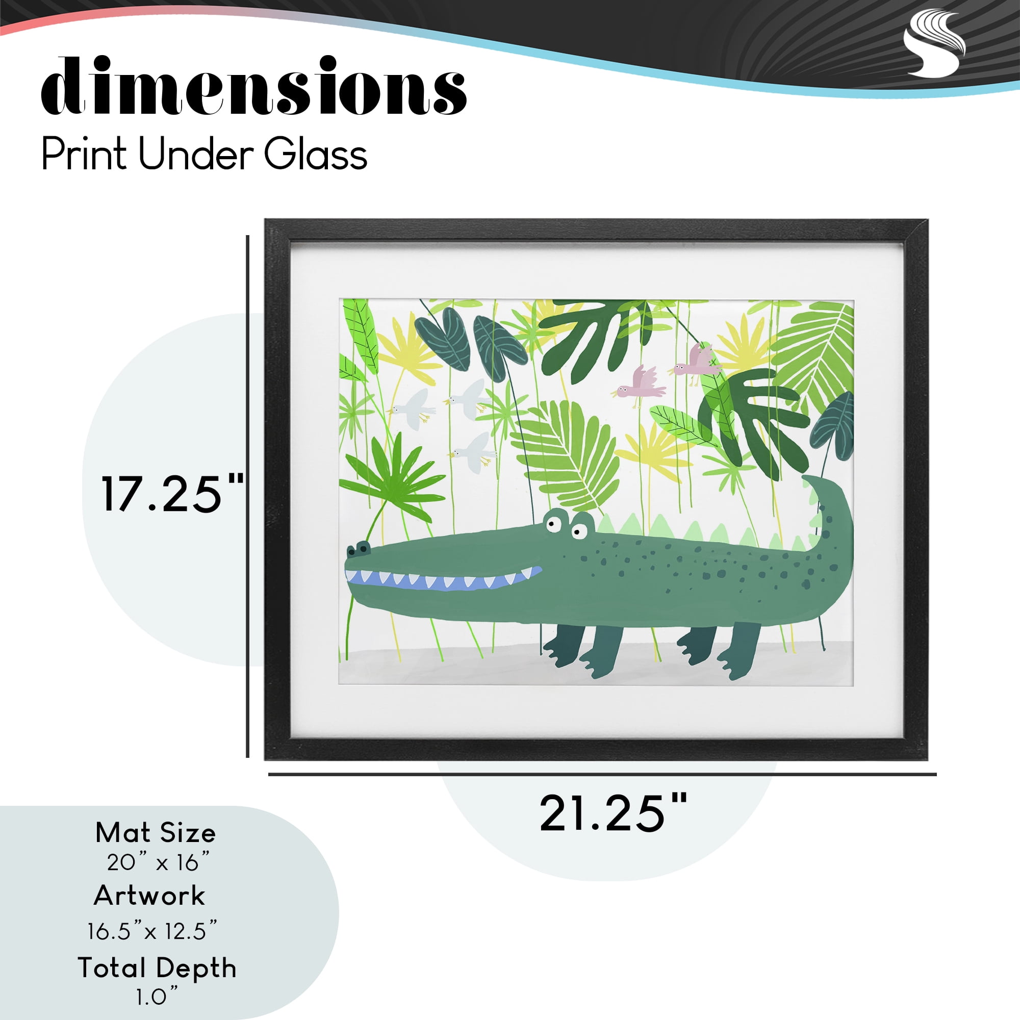 Stupell Industries Crocodile Jungle & Leaves Black Framed Print Under Glass, design by Carla Daly