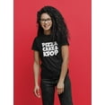 thumbnail image 2 of Pizza Cake And Kpop Design Women Black T-Shirt, Female x-Large, 2 of 4