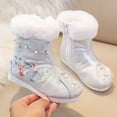 thumbnail image 4 of KaLI_store Girls Shoes Baby Toddler Girl Warm Winter Bootie Ankle Boot Shoe White,10, 4 of 5