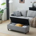 thumbnail image 4 of 31" Storage Ottoman Tufted Bed End Bench with Organization Linen Fabric Foot Stool Toy Chest with Lid for Living Room, Bedroom, Entryway, Gray, 4 of 13