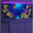 thumbnail image 5 of Blacklight Ocean HD 3D Black Light Aquarium Background UV Reactive Octopus Background Terrarium Background with 10 EVA Double-Sided Tape with 10 EVA Double-Sided Tape, 48X24IN, 5 of 5