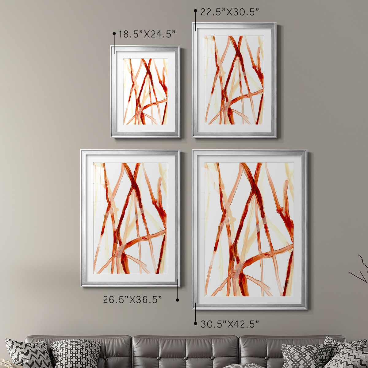 Wexford Home Runnel V Premium Framed Print, 26.5" x 36.5" - Ready to Hang, Silver (Set of 2)