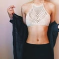 thumbnail image 2 of Women Hollow Out Crochet Halter Boho Bikini Top Bandage Backless Beach Swim Bra, 2 of 9