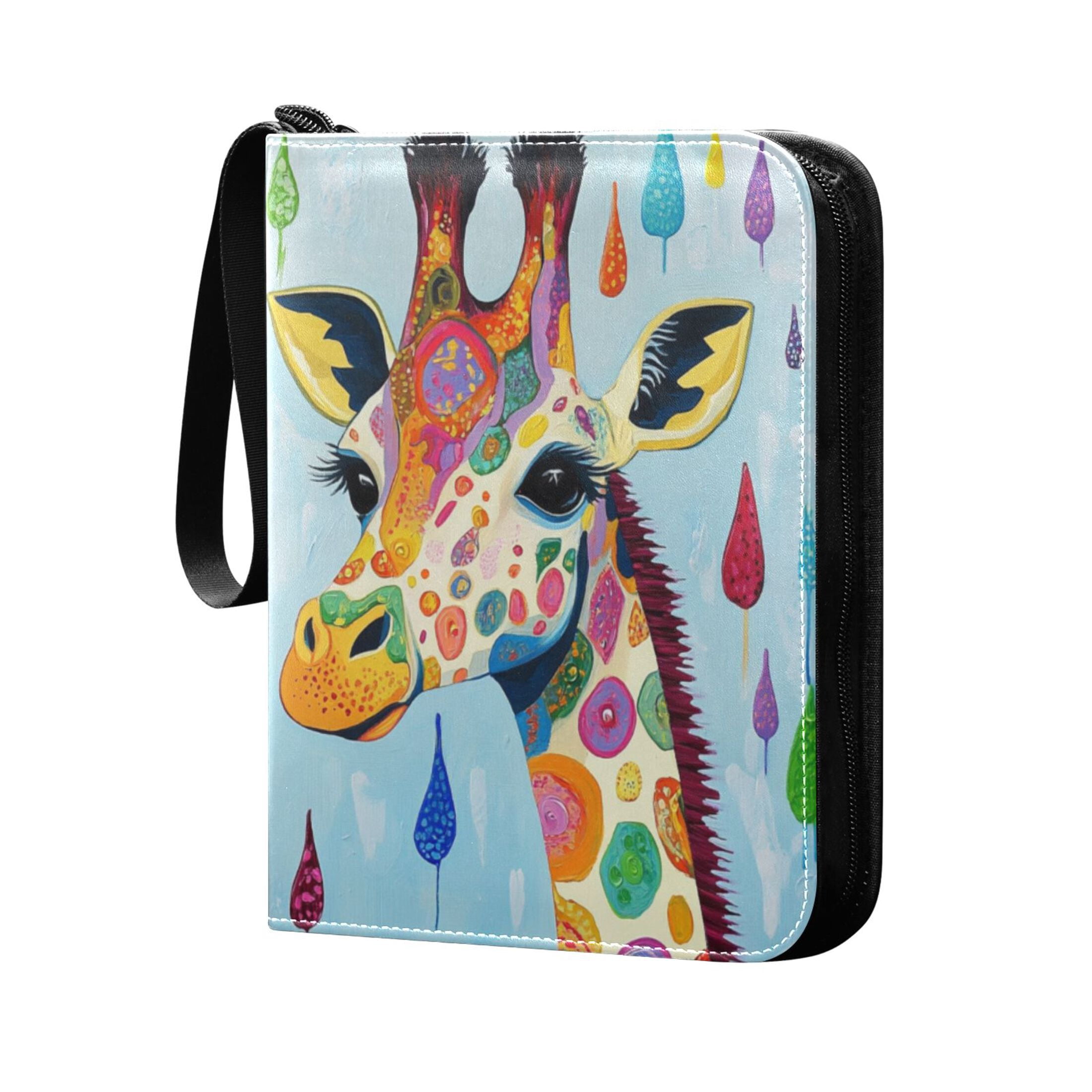 Game Card Storage Bag Collectible Trading Card Albums The 4-Pocket Card Binder With 50-Page Sleeve Can Hold 400 Game Cards Colorful Cool Giraffe