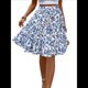 thumbnail image 3 of Falda de Mujer con Estampado Floral, Dobladillo con Volantes, Cintura Alta Elástica y Lazo Frontal. Azul Pavo Real L, 3 of 10