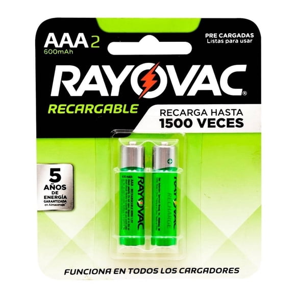 Pilas Rayovac Recargables AAA 2 Piezas