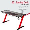 thumbnail image 1 of Bestco 55" Gaming Table Z Shaped Gaming Desk w LED Lights & Large Mouse Pad, Red, 1 of 11