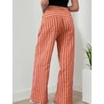 thumbnail image 3 of FEOYA Ladies Casual Pajama Bottoms Wide Leg Women Striped Drawstring Pants Loose Lounge Trousers Low Rise Sleepwear Pants With Pockets L, 3 of 7