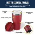 thumbnail image 3 of RTIC Essential 30 oz Leak-Resistant Lid Ceramic Lined Tumbler, Flag Red, 3 of 9