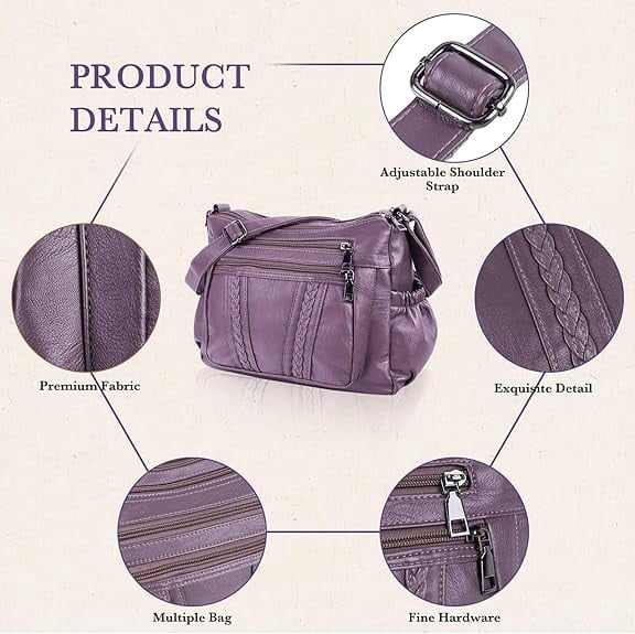 Verstarlin Crossbody Bags For Women Pocketbooks Soft PU Leather Purses and Handbags Multi Pocket Shoulder Bag