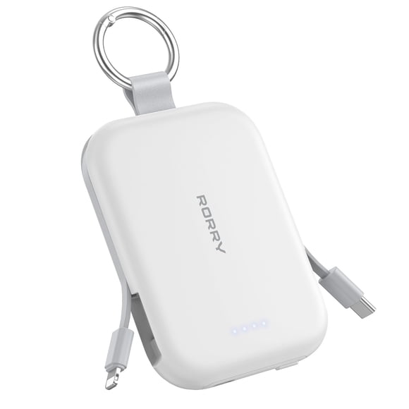 Cargador portátil RORRY CharmGo de 5000 mAh con llavero, blanco