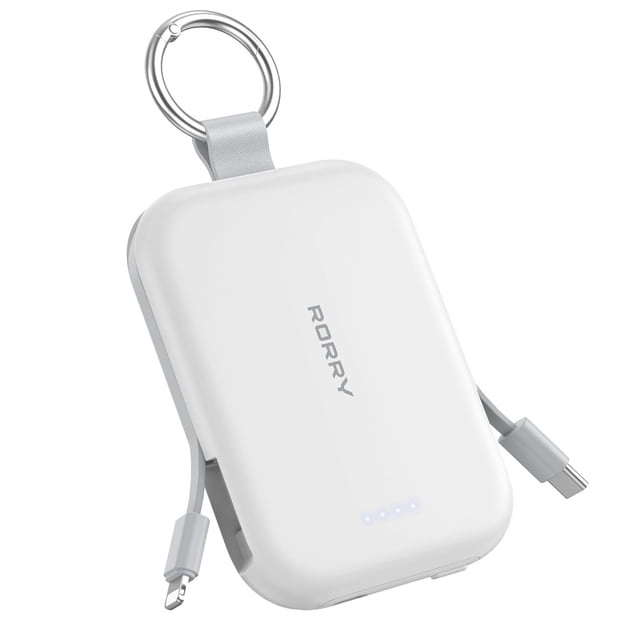 Cargador portátil RORRY CharmGo de 5000 mAh con llavero, blanco