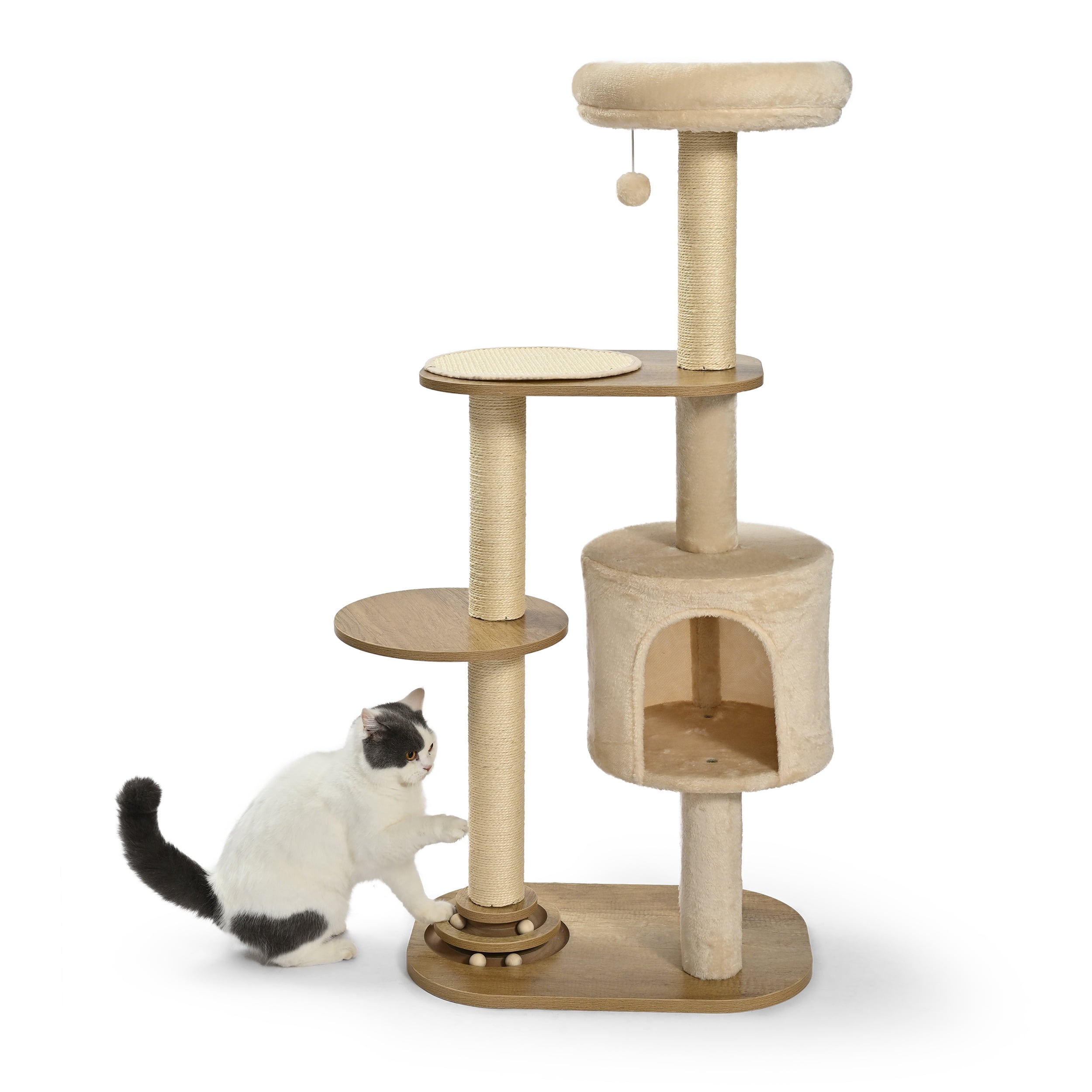 Vibrant Life 5-Level 51" Cat Tree with 2-Level Track Ball and Condo, Beige