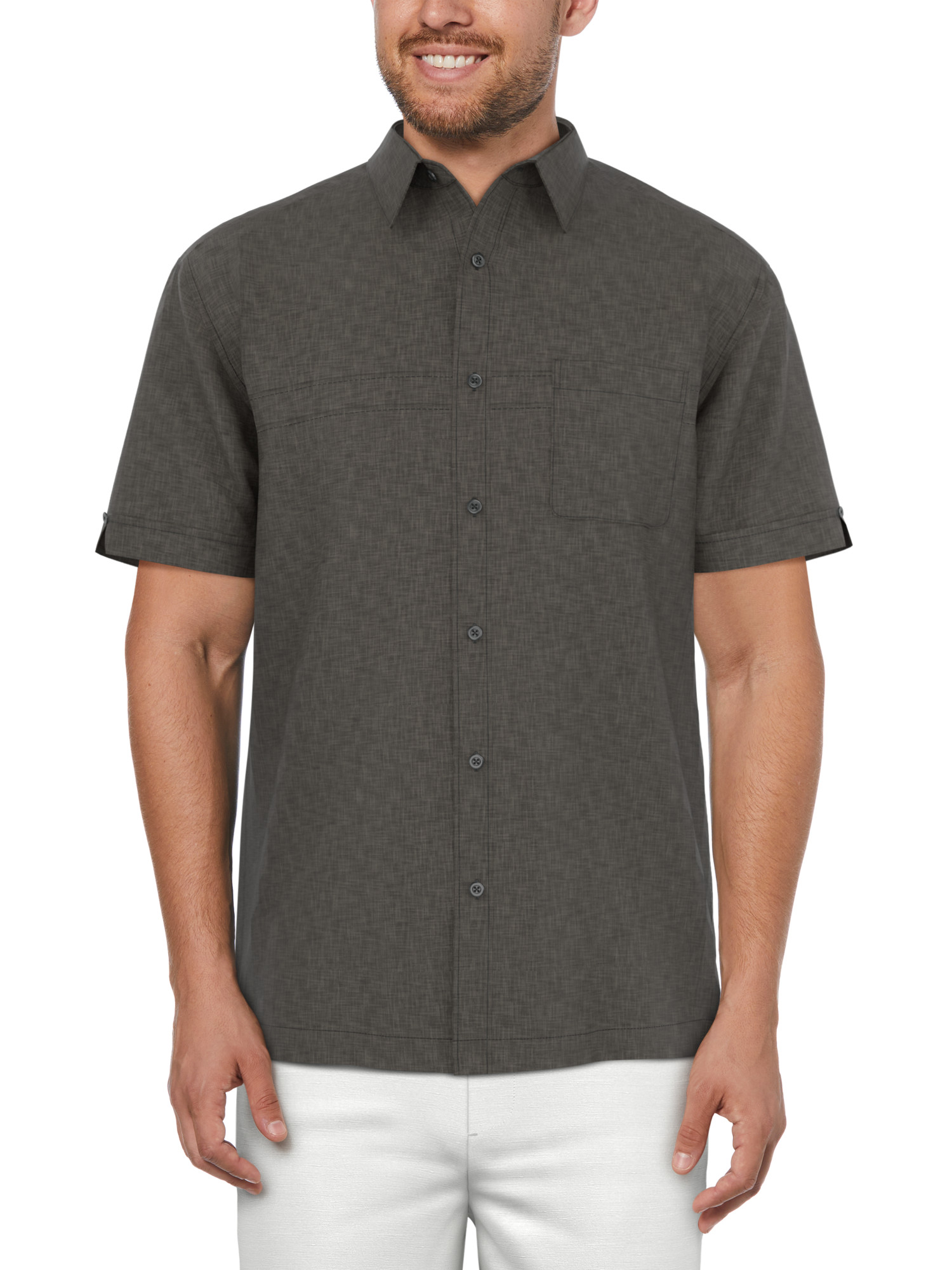 Cafe Luna Men’s and Big Men’s Crosshatch Print Short Sleeve Shirt, Sizes S-5XL