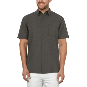 Cafe Luna Men’s and Big Men’s Crosshatch Print Short Sleeve Shirt, Sizes S-5XL