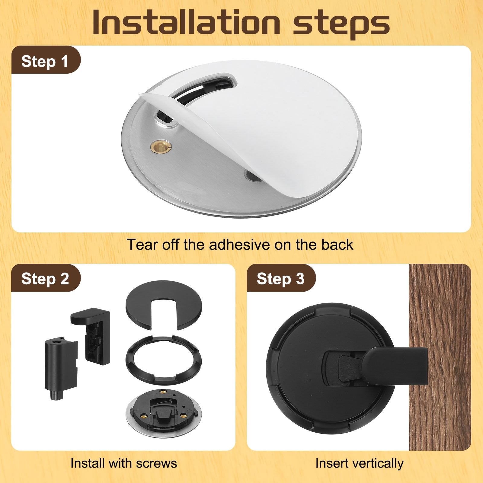 4Pcs Magnetic Door Stopper, Silent Magnetic Floor Door Stop with Adhesive, Black