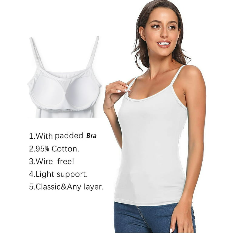 COMFREE Women's Camisole with Built in Bra Adjustable Spaghetti Straps Tank  Top Cami Comfort S-2XL 