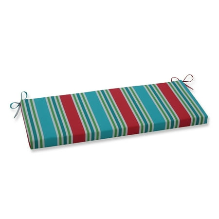 

Pillow Perfect Aruba Stripe Turq/Coral Bench Cushion